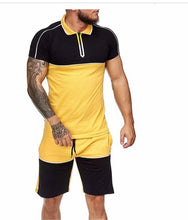 Load image into Gallery viewer, MEN HALF ZIP T-SHIRT&amp; DRAWSTRING SHORT SET
