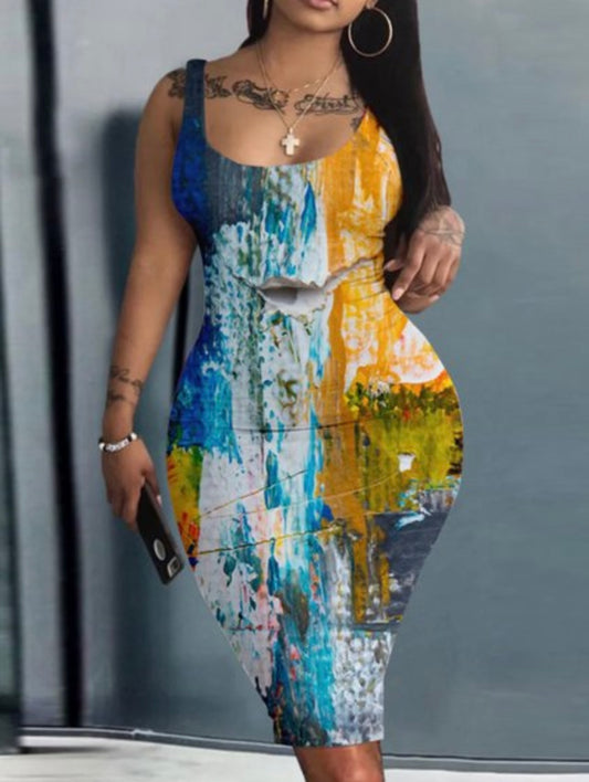 SPLASH INK BODYCON DRESS