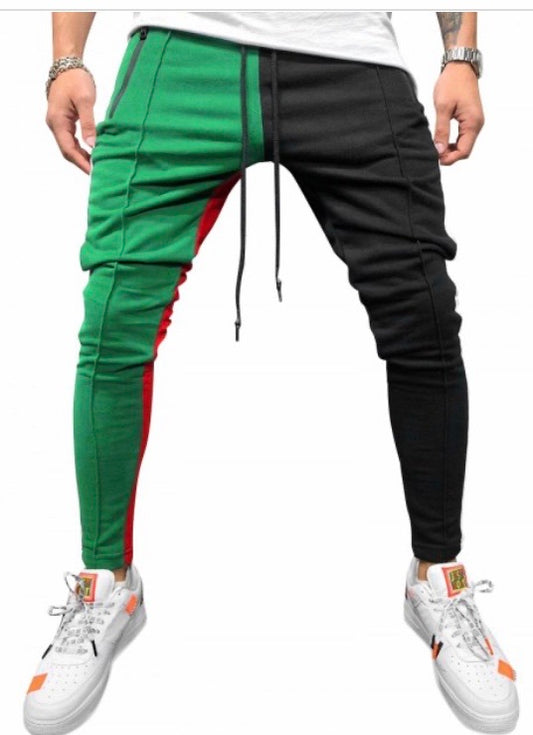 COLOR BLOCK POCKETS DRAWSTRING SLIM FIT TRACK PANTS