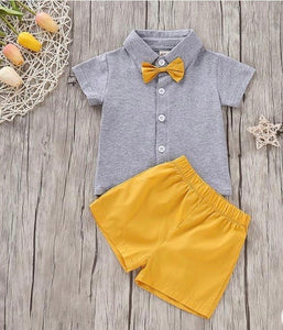 PREPPY STYLE SHORT SLEEVE TSHIRT BOWKNOT & PANTS SET