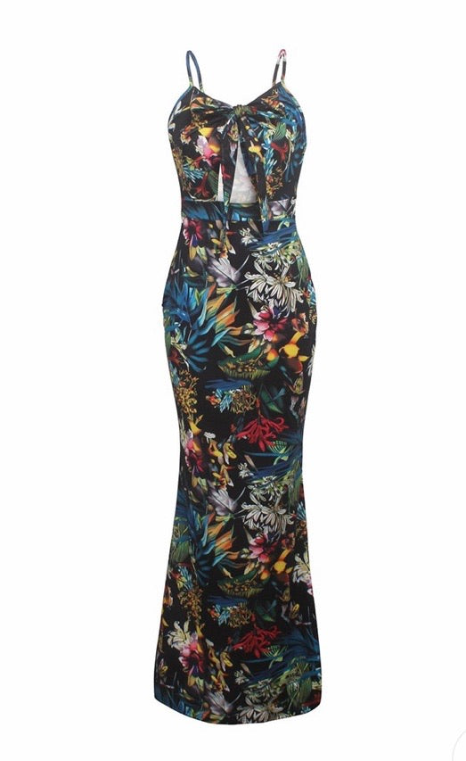 BANDEAU SLEEVELESS TIE DYE PRINT DRESS
