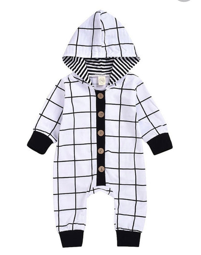 CHECKED BUTTON JUMPSUIT