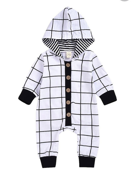 CHECKED BUTTON JUMPSUIT