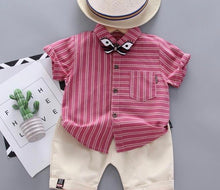 Load image into Gallery viewer, 2 PIECE FASHION BOW STRIPES SHIRT &amp; PANTS
