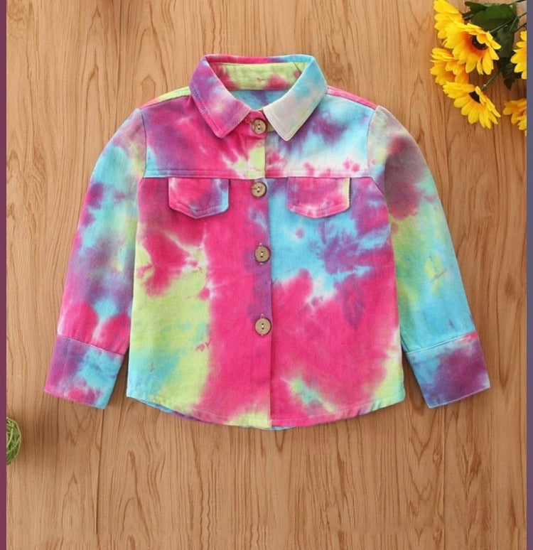 GIRL TYE-DYE COLLAR JACKET