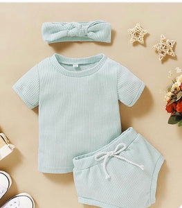 3 Piece Solid T-shirt& Bloomers Headband included